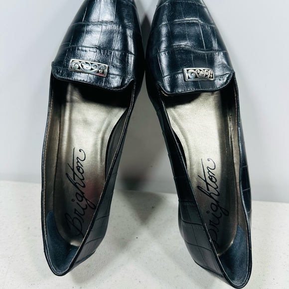 Brighton Sabina black croc textured leather loafers. Size 8 - Picture 5 of 7